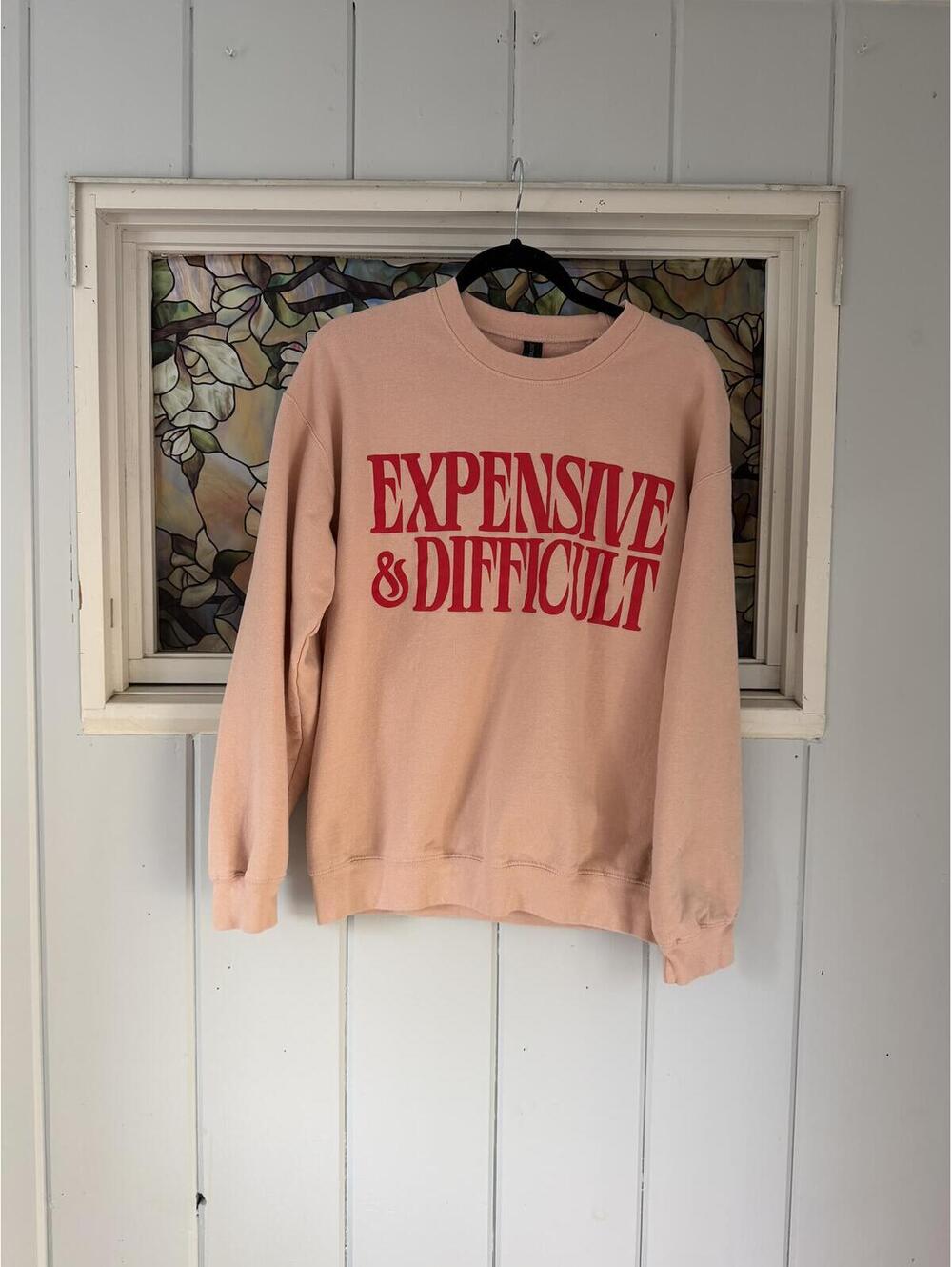 Pink “expensive & difficult” Crewneck sweatshirt size medium